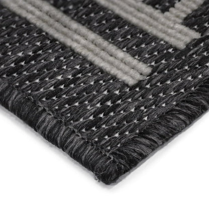 🧶 Elora Grid Lines Grey Indoor/Outdoor Rug – 7'6" x 9'6"