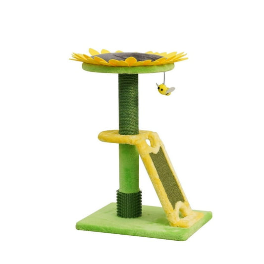 🌻 Vibrant Life Sunflower Cat Scratching Post – 24" with Interactive Bee Toy