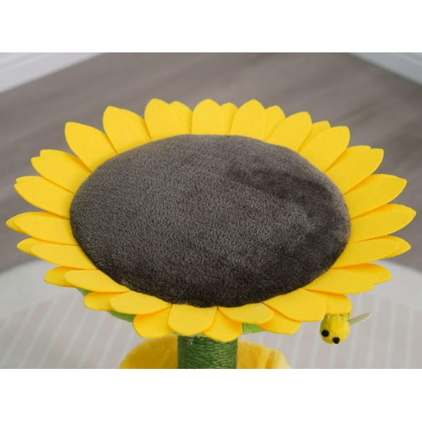 🌻 Vibrant Life Sunflower Cat Scratching Post – 24" with Interactive Bee Toy
