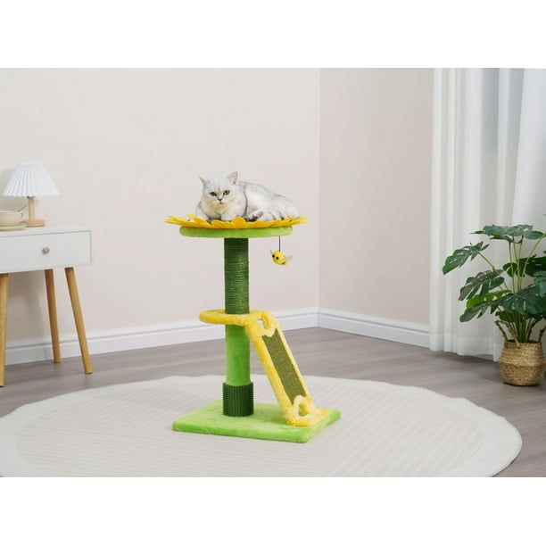 🌻 Vibrant Life Sunflower Cat Scratching Post – 24" with Interactive Bee Toy