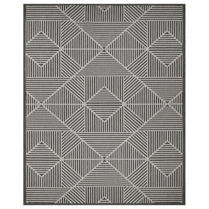 🧶 Elora Grid Lines Grey Indoor/Outdoor Rug – 7'6" x 9'6"