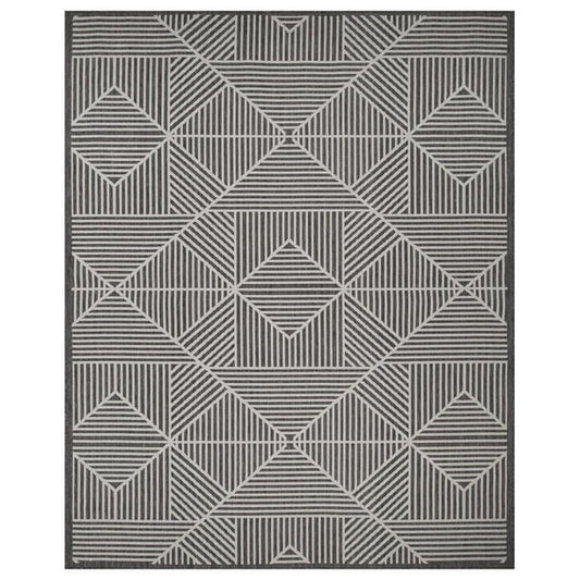 🧶 Elora Grid Lines Grey Indoor/Outdoor Rug – 7'6" x 9'6"