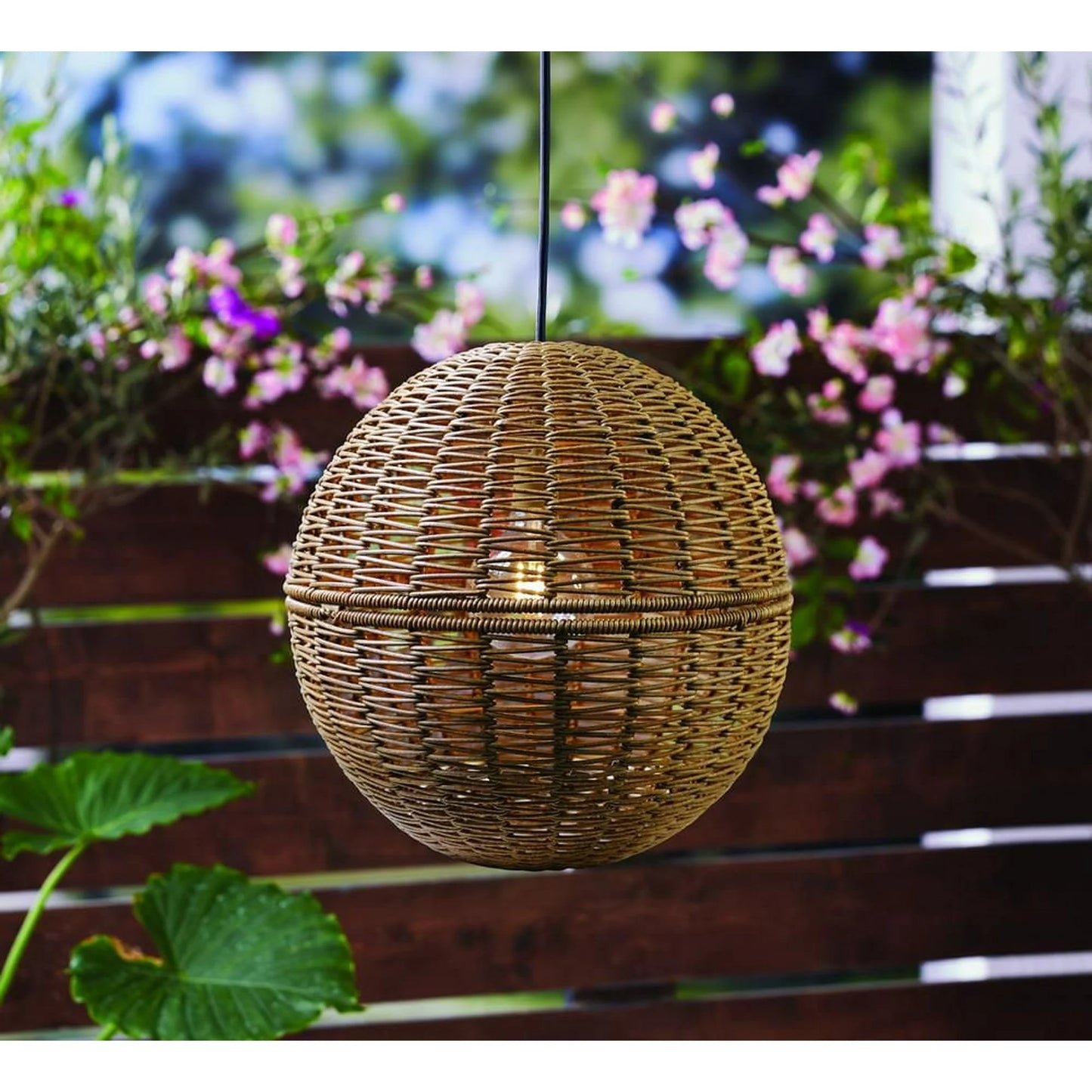 🌞 BOHO Solar Hanging Light – 14" Diameter