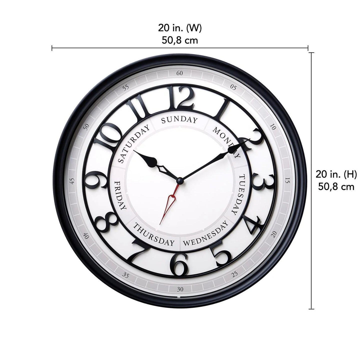 🕰️ Hometrends 20" Day of Week Wall Clock – Classic & Functional Timepiece