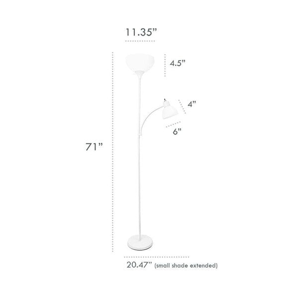 💡 Simple Designs 71.5" silver Floor Lamp with Reading Light