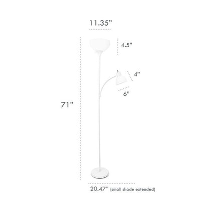 💡 Simple Designs 71.5" silver Floor Lamp with Reading Light